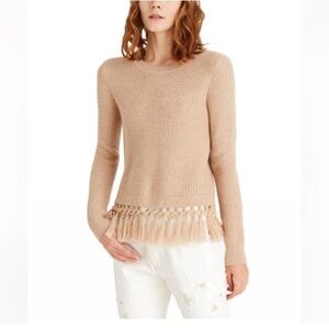 Club Monaco Tan Sweater with Fringe Hem
